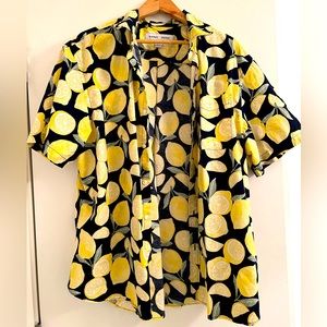 Lemon Print Button Up Shirt